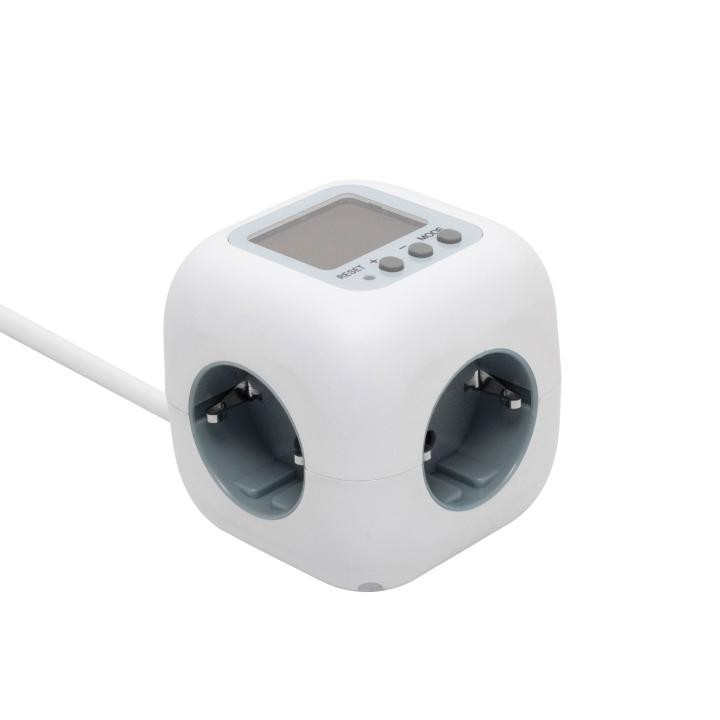 Distribuitor tip cub, cablu si contor de consum, 3 prize protectie copii, memorie - imagine 4